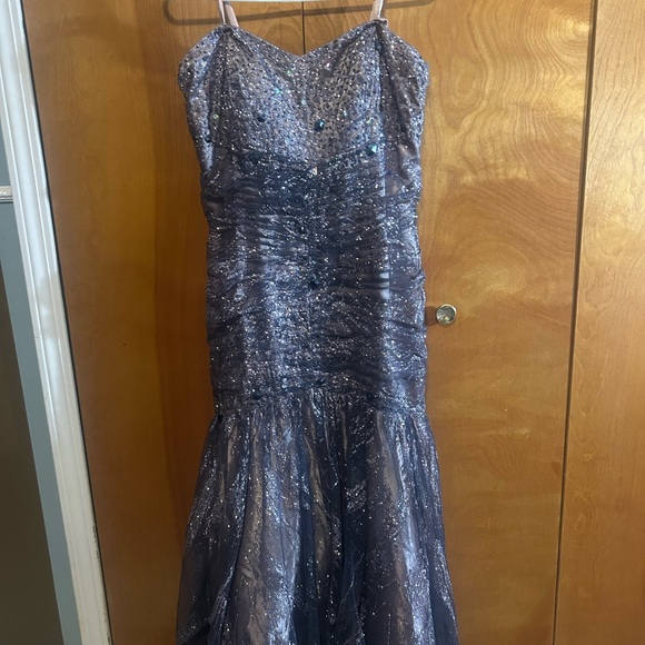 Deb Sparkling Blue Prom Dress - Picture 1 of 3